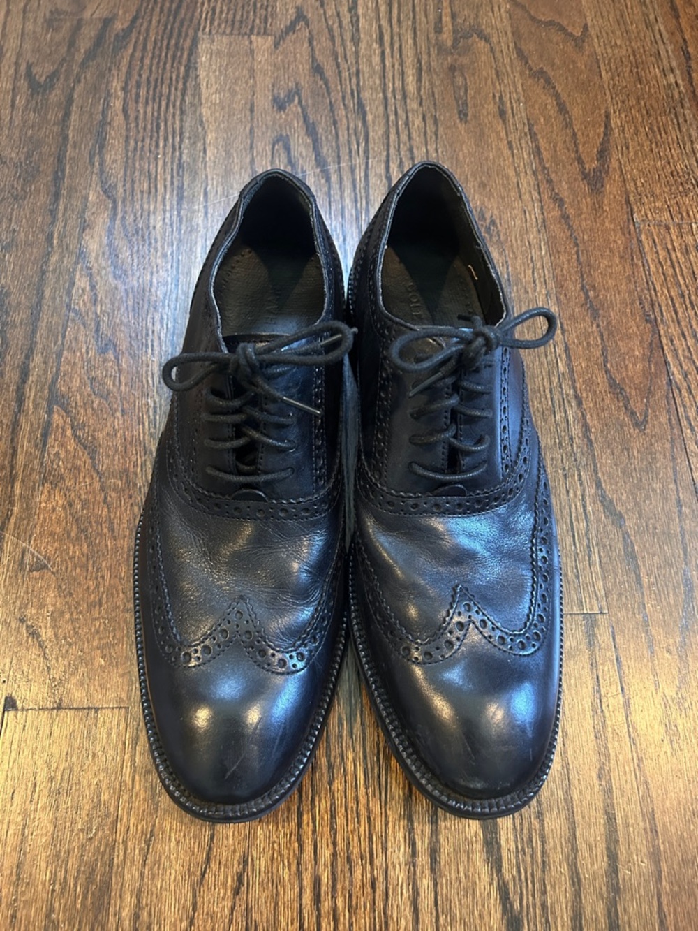 Cole Haan Black Leather Wingtip Dress Shoes - Men's